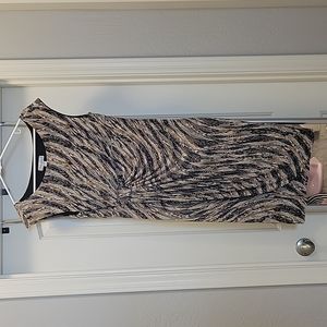 Dress barn size 12 Dress. Multicolored, brown, black and beige, sinched waist.